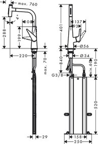 Hansgrohe Talis Select M51, drezová batéria M5117-H300 s výsuvnou spŕškou, sBOX, chrómová, HAN-73867000