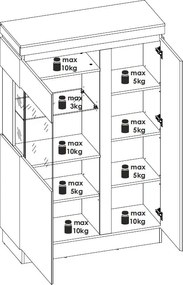 Nízká vitrína Corte, dub coast/tmavo šedá