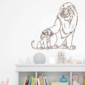 Veselá Stena Samolepka Mufasa a Simba Leví kráľ Farba: hnědá, Veľkosť: 100 x 101 cm