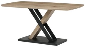 Stůl jídelní, 160x90x75 cm, MDF, kov, dub san remo, černá