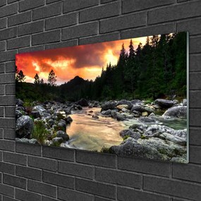 Skleneny obraz Jazero kamene les príroda 140x70 cm