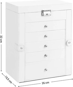 Šperkovnica Livia2, 32x26x15,5 cm, biela