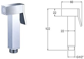 Sapho Sapho, Bidetová sprcha hranatá, chróm, BS129