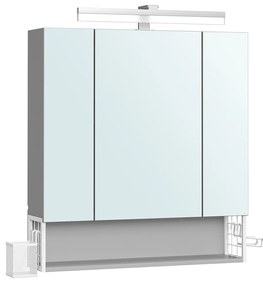 Koupelnová zrcadlová skříňka s LED osvětlením Vasagle Doris šedá