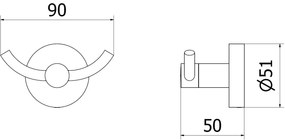 Mexen príslušenstvo, REMO držiak na uterák 2-háčik,, ružová zlatá, 70507352-60
