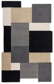 Čierno-sivý ručne tkaný vlnený koberec 150x240 cm Collage Monochrome – Flair Rugs