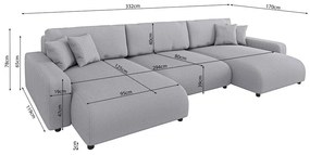 Svetlosivá menčestrová rozkladacia/s úložným priestorom rohová pohovka Sara – Ropez