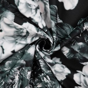 Biante Zamatový štvorcový obrus Tamara TMR-040 Čierno-biele pivonky na čiernom 90x90 cm