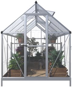 Skleník so základňou BestBerg SH-6 / 6,6 m² / 360 x 182 x 208 cm / strieborná