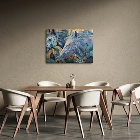 Obraz - Kone so zlatým pozadím (70x50 cm)