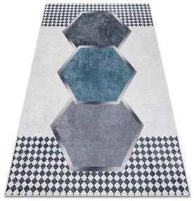 ANDRE 1863 umývací koberec Diamanty, geometrický protišmykový - biely / čierna Veľkosť: 120x170 cm