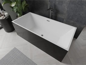 Mexen Nita, voľne stojaca vaňa 170 x 80 cm, biela-čierna, brúsený grafit prepad, 52091708075-95