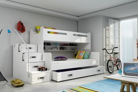 Poschodová posteľ MAX 3 rozšírená 200x120 biela - biela