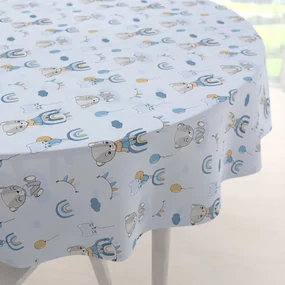 Biante Detský bavlnený okrúhly obrus Sandra SA-463 Medvedíky s balónikmi na svetlo modrom Ø 60 cm