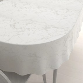 Biante Dekoračný oválny obrus Parma PM-116 Strieborný mramor na krémovom 140x220 cm
