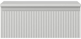 Mexen Rivel, kúpeľňová skrinka 60 cm s pracovnou doskou, 1 zásuvka, drážkovaná, matná sivá, 91A20-06023-1-BFC62