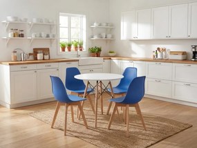 Modrá stolička KITO s bukovými nohami