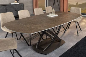 Rozkladací stôl do jedálne Calabria keramická doska v hrdzavom vzhľade 130-190cm