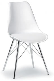 Plastová konferenčná / jedálenská stolička s koženým sedákom CHRISTINE, biela