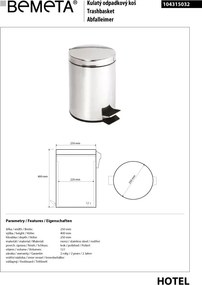 Bemeta Design Odpadkový kôš, 12 l, nerez, lesk - 104315032