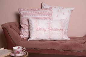 Zimná ružová obliečka na vankúš Merry Christmas - 30*50 cm