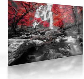 Sklenený obraz - Vodopády v jesennej krajine (70x50 cm)