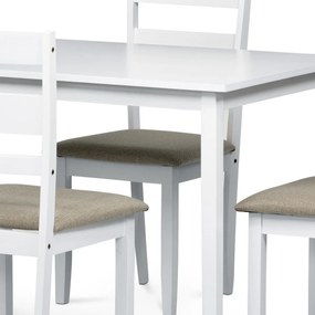 Jedálenský set z masívneho dreva so 4 stoličkami,120 x 75 x 75 cm, biely
