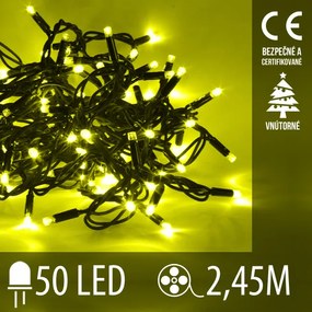 Vianočná led svetelná reťaz vnútorná - 50led - 2,45m žltá