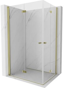 Mexen Mist-F Duo, skladací sprchový kút 120 x 85 cm, číre sklo, zlatý lesklý profil, 8A6-120L-085P-50-00