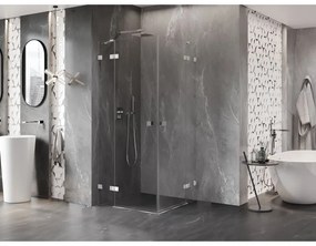 Mexen Lunar Duo výklopný sprchový kút 95 x 95 cm, 8mm číre sklo, chrómový profil, 834-095L-095P-01-00