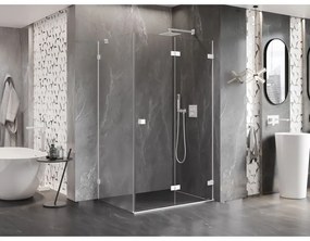 Mexen Lunar-F, sklápací sprchový kút pravý 80 x 70 cm, 8mm číre sklo, biely profil, 836-080-070-20-00-P