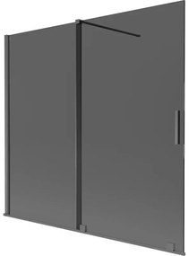 Mexen Velar, 2-krídlová posuvná vaňová zástena 170 x 150 cm, 8mm šedé sklo, grafit brúsený, 896-170-000-41-66