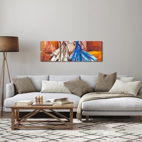 Obraz - Tanečnica, olejomaľba (s hodinami) (90x30 cm)