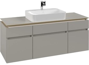 VILLEROY &amp; BOCH Legato závesná skrinka pod umývadlo na dosku (umývadlo v strede), 5 zásuviek, 1400 x 500 x 550 mm, Soft Grey, B76000VK
