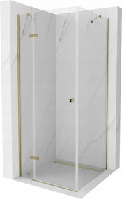 Mexen Roma, sprchovací kút 80 (dvere) x 80 (stena) cm, 6mm číre sklo, zlatý profil, 854-080-080-50-00