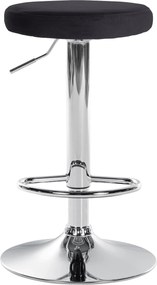 Barová stolička Ponte - zamat, chróm rám - Čierna