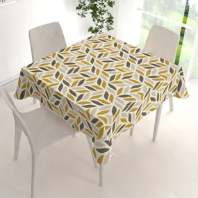 Biante Bavlnený štvorcový obrus Sandra SA-423 Zlato-hnedé listy na krémovom 140x140 cm