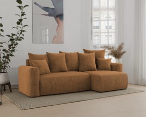 Rohová sedačka Denia (P) (horčicová). Akcia -20%. Vlastná spoľahlivá doprava až k Vám domov. 1133108