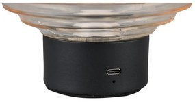 Čierno-béžová stmievateľná LED stolová lampa so skleneným tienidlom (výška 14,5 cm) Earl – Trio