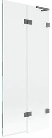 Mexen Lunar L, 2-krídlová vaňová zástena pravá 80 x 150 cm, číre sklo, grafitová, 897L-080-100-95-00-P