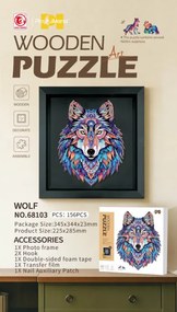 Drevené puzzle Vlk s rámikom - 156 dielikov