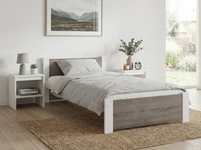 Posteľ IKAROS 80 x 200 cm, biela/dub lanýž Rošt: S latkovým roštom, Matrac: Matrac COCO MAXI 20 cm