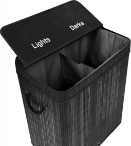 Dvojkomorový bambusový kôš na bielizeň Soren - čierny