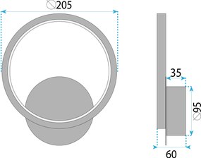 Toolight Toolight, LED nástenné svietidlo 20cm, 10W, 3000K, LHJ081-W, čierna matná, OSW-50060