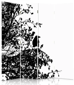 Gario Paraván Čierny vták na vetve Rozmery: 145 x 170 cm, Prevedenie: Otočný paraván 360°
