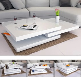 Konferenčný stolík NY – 60 x 60 cm – vysoký lesk biely