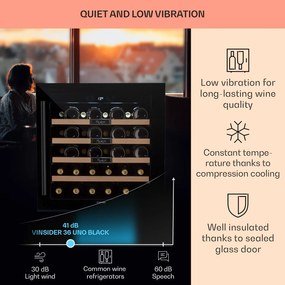 Klarstein Vinsider 36 Built-In Uno, vstavaná vinotéka, 92 l, 36 fliaš, nehrdzavejúca oceľ