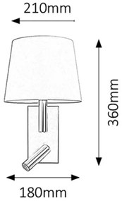 Rabalux 6539 - Nástenné svietidlo HARVEY E27/40W + LED/3W