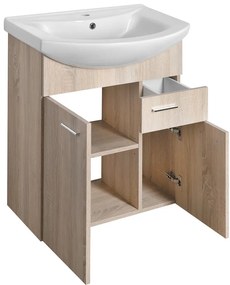 Aqualine Aqualine, ZOJA umývadlová skrinka 61,5x74x32cm, 2x dvierka, 1x zásuvka, dub platin, 51165