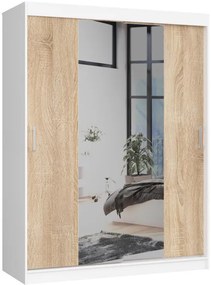 Šatníková skriňa s posuvnými dverami 150 cm CLP biela / sonoma